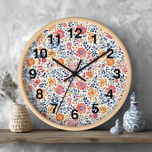 Colorful Floral 10-inch Wall Clock - Brighten Any Space, Home Decor, Living Room, Gift for Her, Timepiece, Home Accessories, Vintage Style