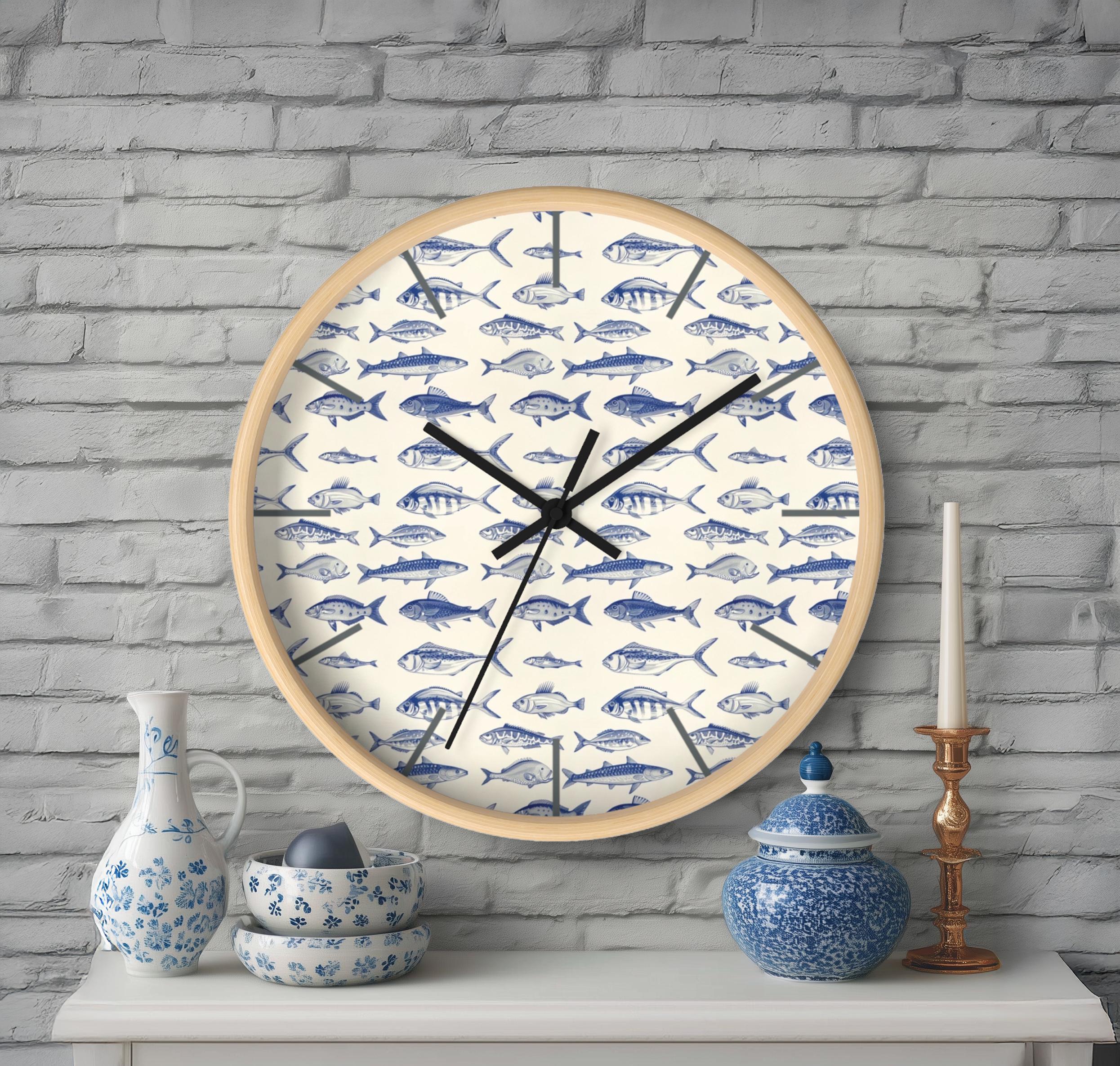 沿岸の海の魚のデザイン10インチ壁掛け時計、海の家のインテリア
