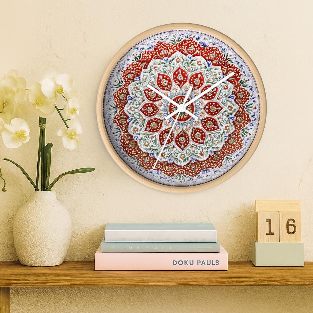 カラフルな花柄の壁掛け時計、ご自宅用のアート装飾、新築祝いのギフト