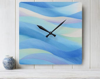 Coastal Beach Wave Scene Acrylic Wall Clock | Colorful Home Decor, room, kitchen, Art Decor