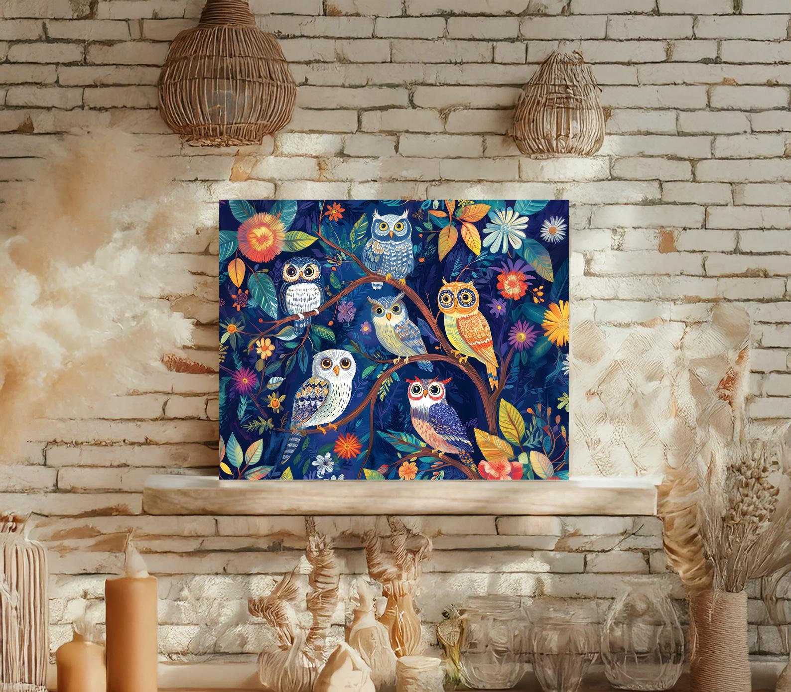 Owl Puzzle, Colorful Owl Sitting in Tree, Jigsaw | 120 252 500 Pieces, Hand Drawn Design, Fun Family