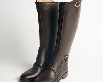 Handgefertigte braune Leder Reitstiefel - Premium Hohe Reitstiefel Polo-Stiefel für Männer und Frauen Ganzlange Stiefel Sportstiefel