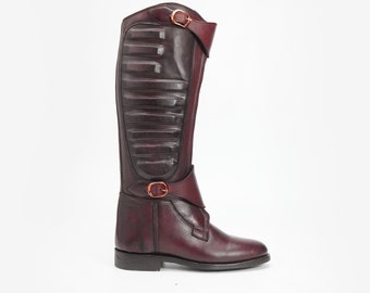 Handgefertigte Paddock Leder Reitstiefel Polo Style Boot für Männer und Frauen Reitstiefel Gepolsterte Polostiefel Größe 5 Kniehöhe Stiefel