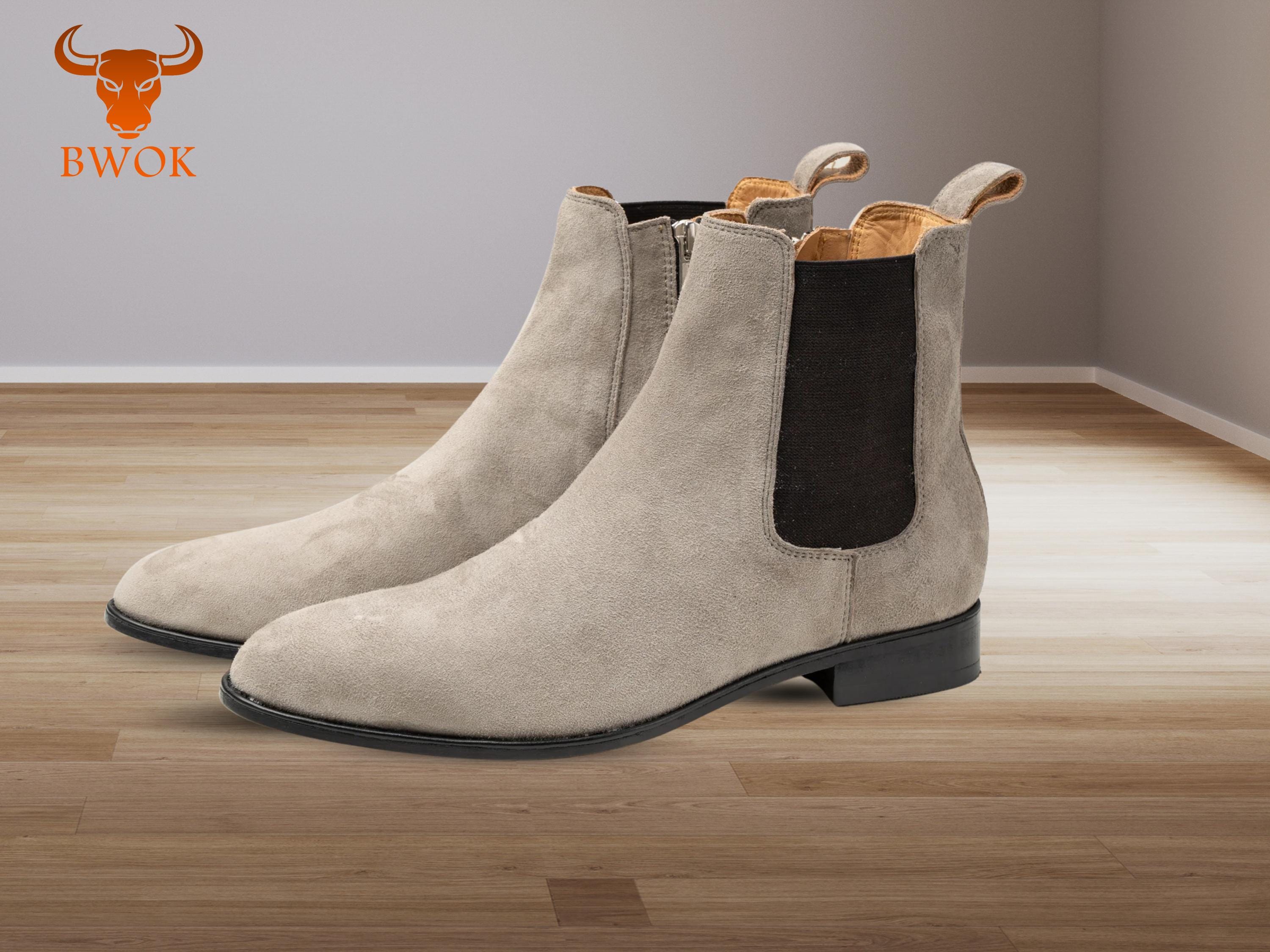 Handcrafted Gray Chelsea Boots for Men | Soft Leather Ankle Boots | Comfortable Casual Office Wear | Stylish Fall Footwear | Customize Boot