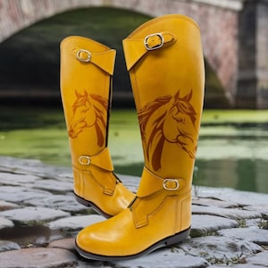Bottes polo en cuir, bottes d'équitation, bottes équestres faites main, bottes de dressage pour hommes et femmes, personnalisation gravée au laser