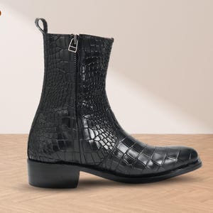 Halflange laarzen Crocodile Impression Western-stijl Enkellaarsjes cowboylaarzen met rits aan de zijkant Perfect cadeau voor haar/hem