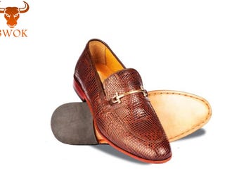 Luxury Handmade Crocodile Embossed Leather Loafers | Stylish Slip-On Dress Shoes for Men | Premium Formal & Casual Fashion Footwear