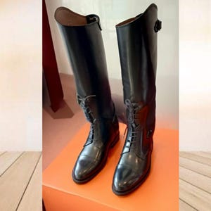 Bottes polo en cuir à lacets faites main, bottes officier, bottes d'équitation personnalisées, dressage, bottes équestres pour hommes et femmes