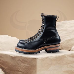 Handgemaakte leren laarzen Smoke Jumper Rigger commandolaarzen werklaarzen Premium motorrijderlaarzen Robuust design heren zwarte leren laarzen
