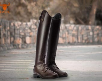 Benutzerdefinierte handgefertigte Leder Reitstiefel | Personalisierte hohe Reiterstiefel für Herren & Damen | Erhältlich in allen Größen | Ideales Geschenk für Reiter