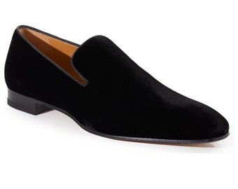 Handmade Leather Loafers - Black Velvet and Suede Loafers for Men and Women | Dress Shoes, Formal & wedding Loafers