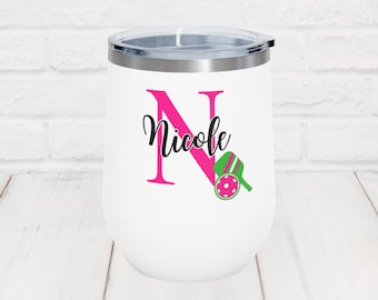 Personalized Pickleball Wine Tumbler | Pickleball Wine Tumbler | Pickleball Gift | Pickleball Wine Glass | 12oz Wine Tumbler