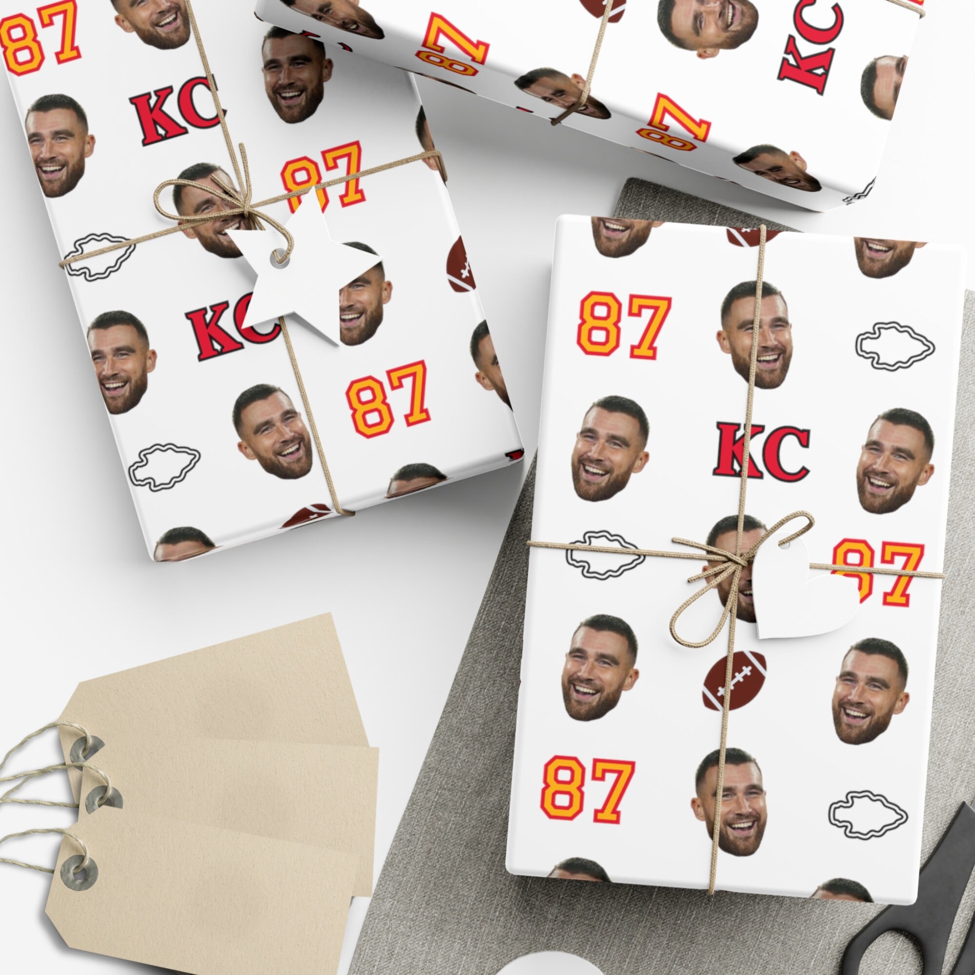 Travis Kelce Wrapping Paper Travis Kelce Gift Wrap Kansas Etsy