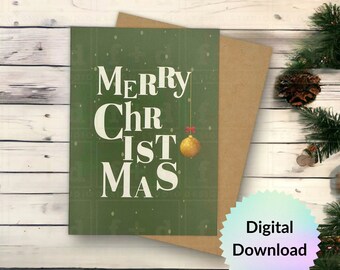 Merry Christmas Holiday Digital Greeting Card for Anyone - Cute Christmas Card - Xmas Card - Holiday Greeting eCard - Digital Download