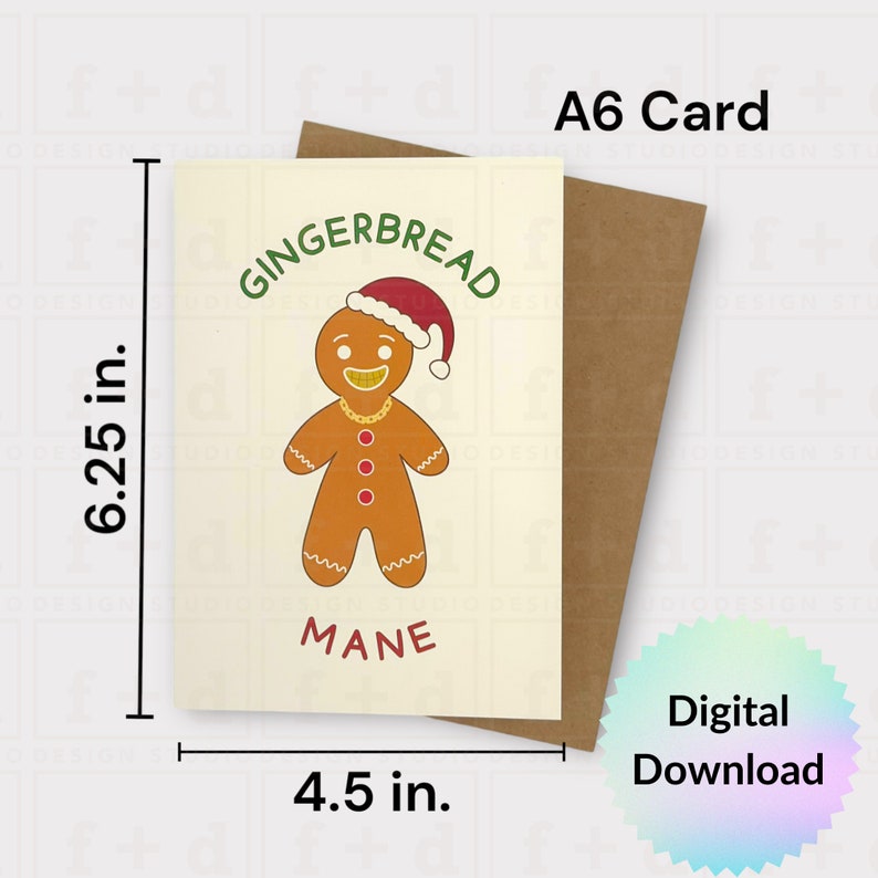 Gingerbread Rapperf Gingerbread Mane Printable Holiday Card - Funny Holiday Card - Hip-hop ...
