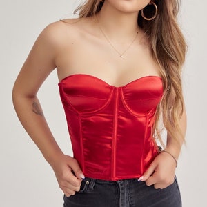 Red Lycra Satin Bustier