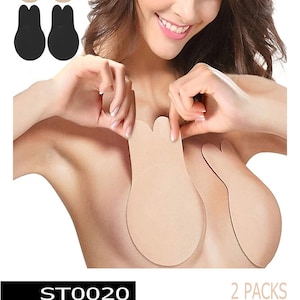 Spencer Womens Push Up Plunge Sticky Adhesive Bra Reusable Deep U-Shaped  Strapless Backless Breast Lifting Bra (Beige,D Cup)