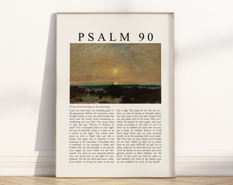 Psalm 90 From Everlasting to Everlasting Bible Verse Unframed poster wall art, Vintage Christian oil painting Scripture quote Artwork Print