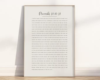Sprüche 31 Frau Bibel Vers Wand Kunst Poster / Leinwand, christliche minimalistische Schrift Zitat Kunstwerk Druck