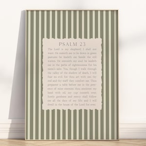 Psalm 23 the Lord is my Shepherd Bible Verse wall art Poster/canvas, Vintage sage Christian cottage core scripture quote religious artwork