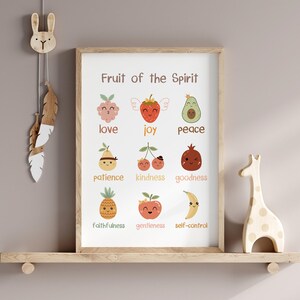 Kids Fruit of the Spirit Bible verse wall art poster/canvas, Galatians 5:22-23 Christian Religious Scripture quote Nursery Artwork Print image 6
