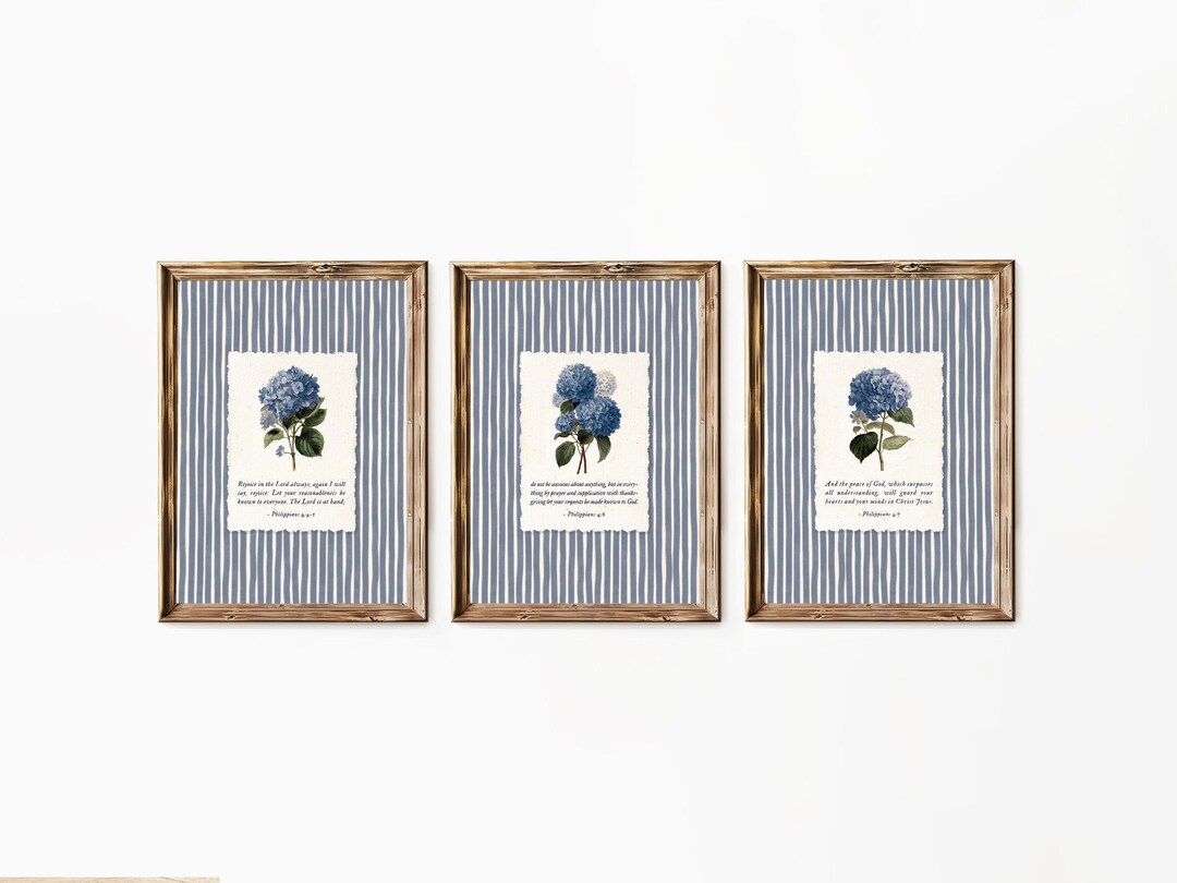 Set of 3 Philippians 4:4–7 Bible Verse Wall Art Poster/canvas ...