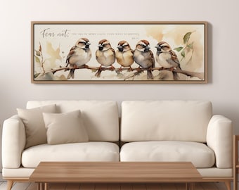 The Sparows Bibel-Vers-Poster / Leinwand gerahmt und ungerahmt, christliches langes schmales Wand-Kunst-Schriftzitat Luke 12: 7 religiöser Kunstwerk-Druck