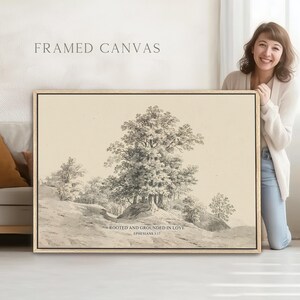 Póster/lienzo de arte mural con versículo bíblico "Arraigados y cimentados en amor", Efesios 3:17, dibujo cristiano vintage, cita bíblica, obra de arte religiosa. imagen 7