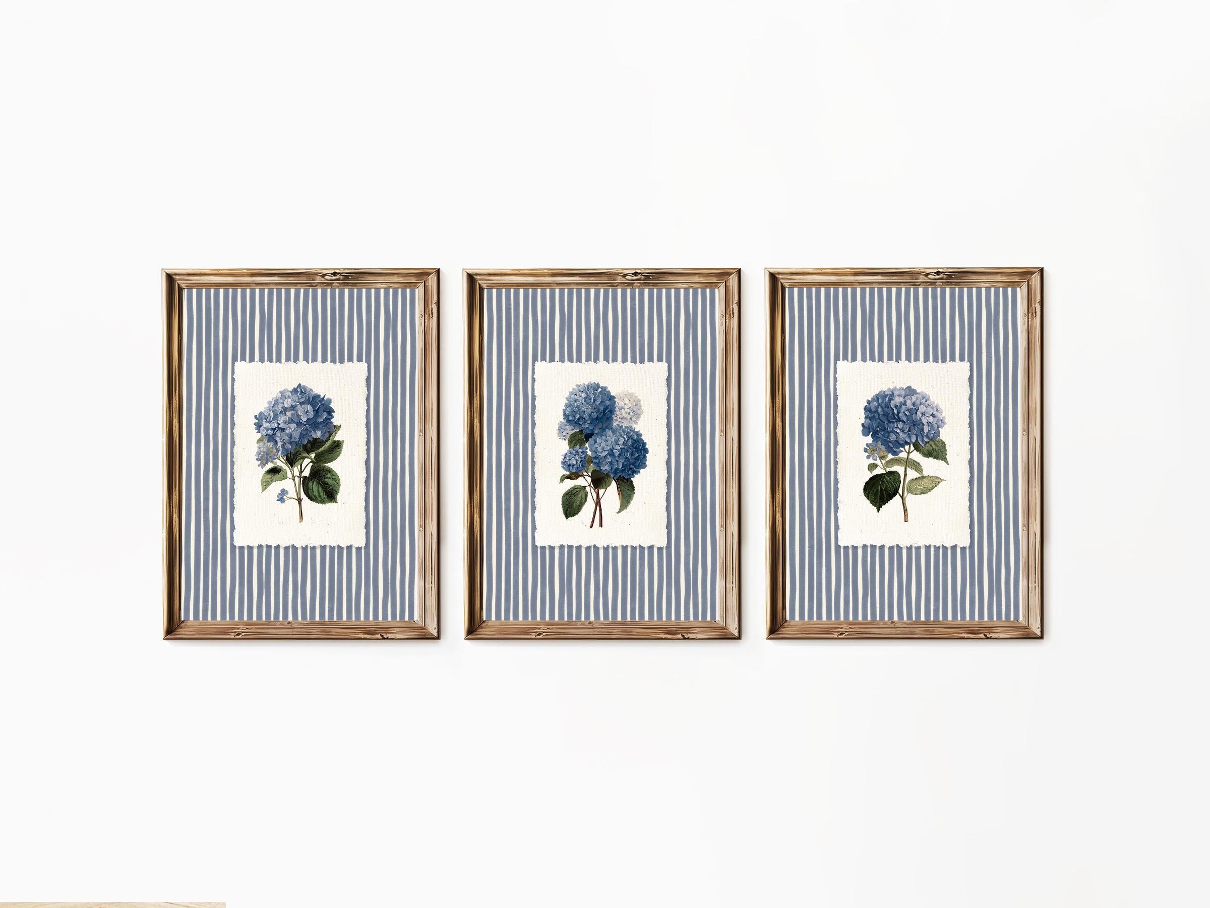 Blue Hydrangea Wall Art Poster/Canvas set of 3 Gallery, Trendy…
