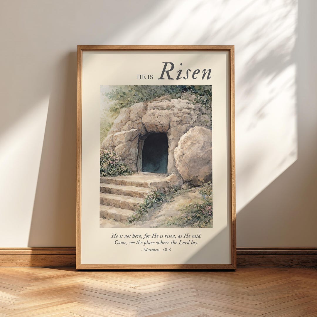 Jesus Empty Tomb Easter Wall Art Poster/canvas, Christian He is Risen ...