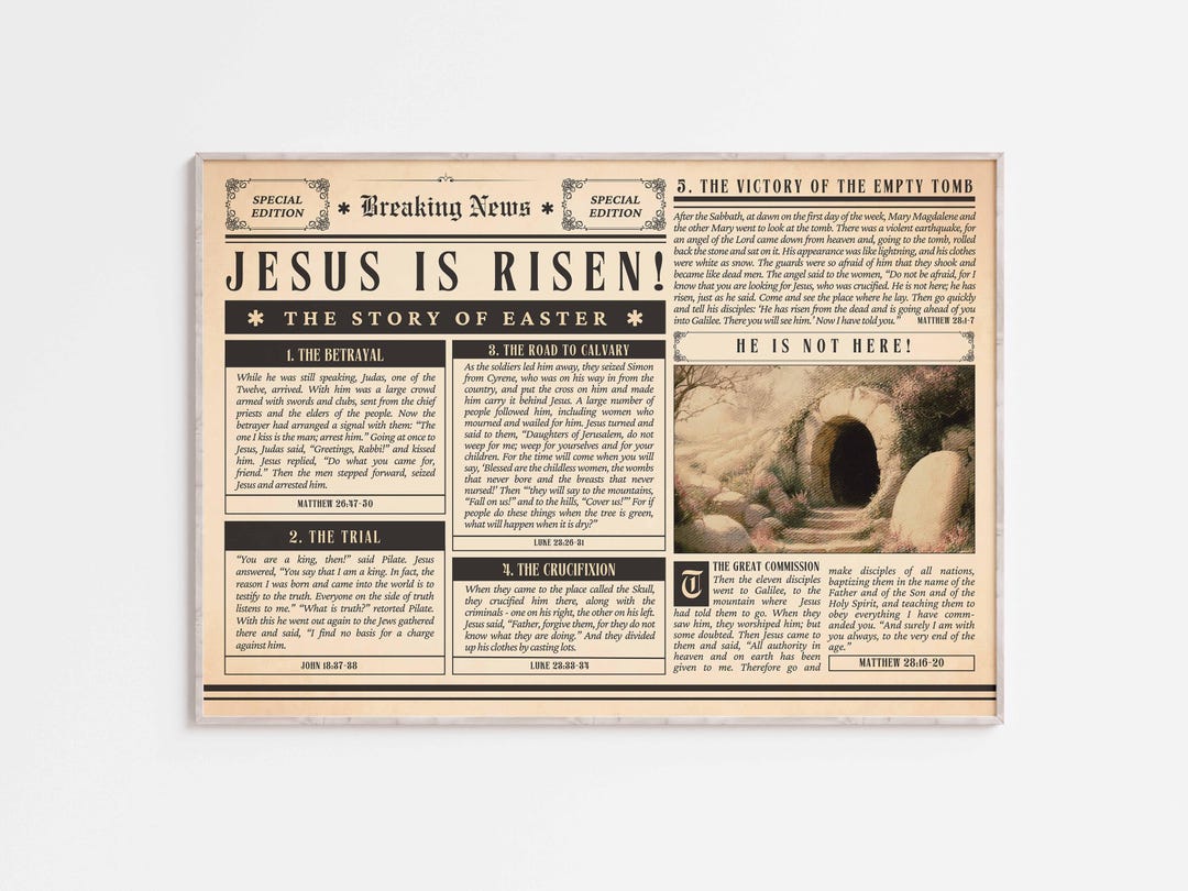 Scripture List Empty Image Easter Story Jesus Empty Tomb Bible Verse Wall Art Poster/canvas ...