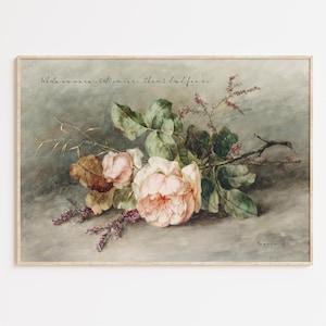 Romans 5:8 Vintage Floral Bible Verse Poster - Christian Scripture Wall Art
