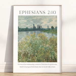Ephesians 2:10 We are his workmanship/handiwork Bible Verse Wall Art Poster/Canvas, Christian Scripture Quote Vintage oil painting Artwork