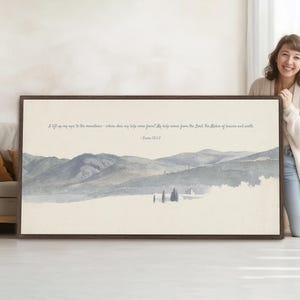 Psalm 121:1-2 Mountain Landscape Bible Verse Art - Christian Scripture Poster/Canvas