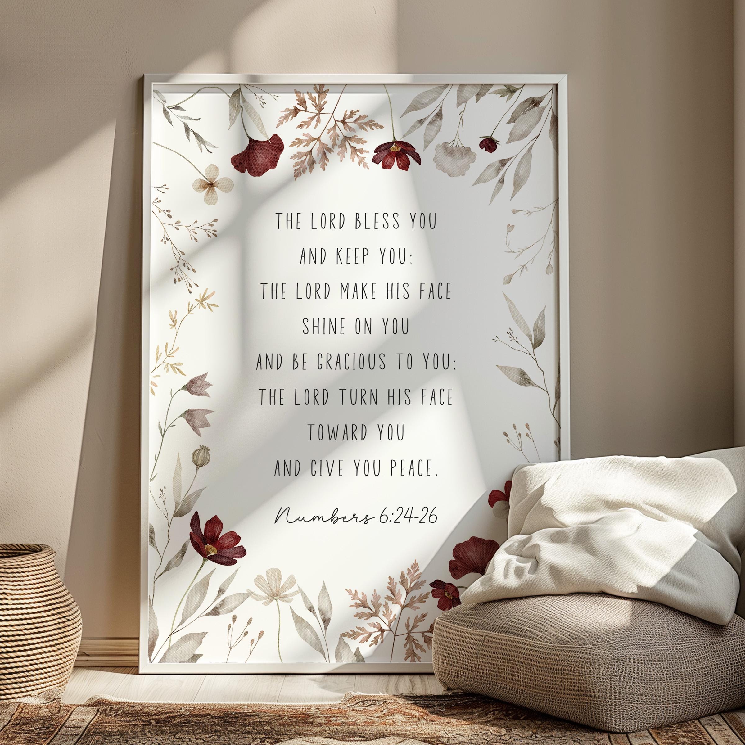 Numbers 6:24-26 the Lord Bless You and Keep You Bible Verse Wall Art ...