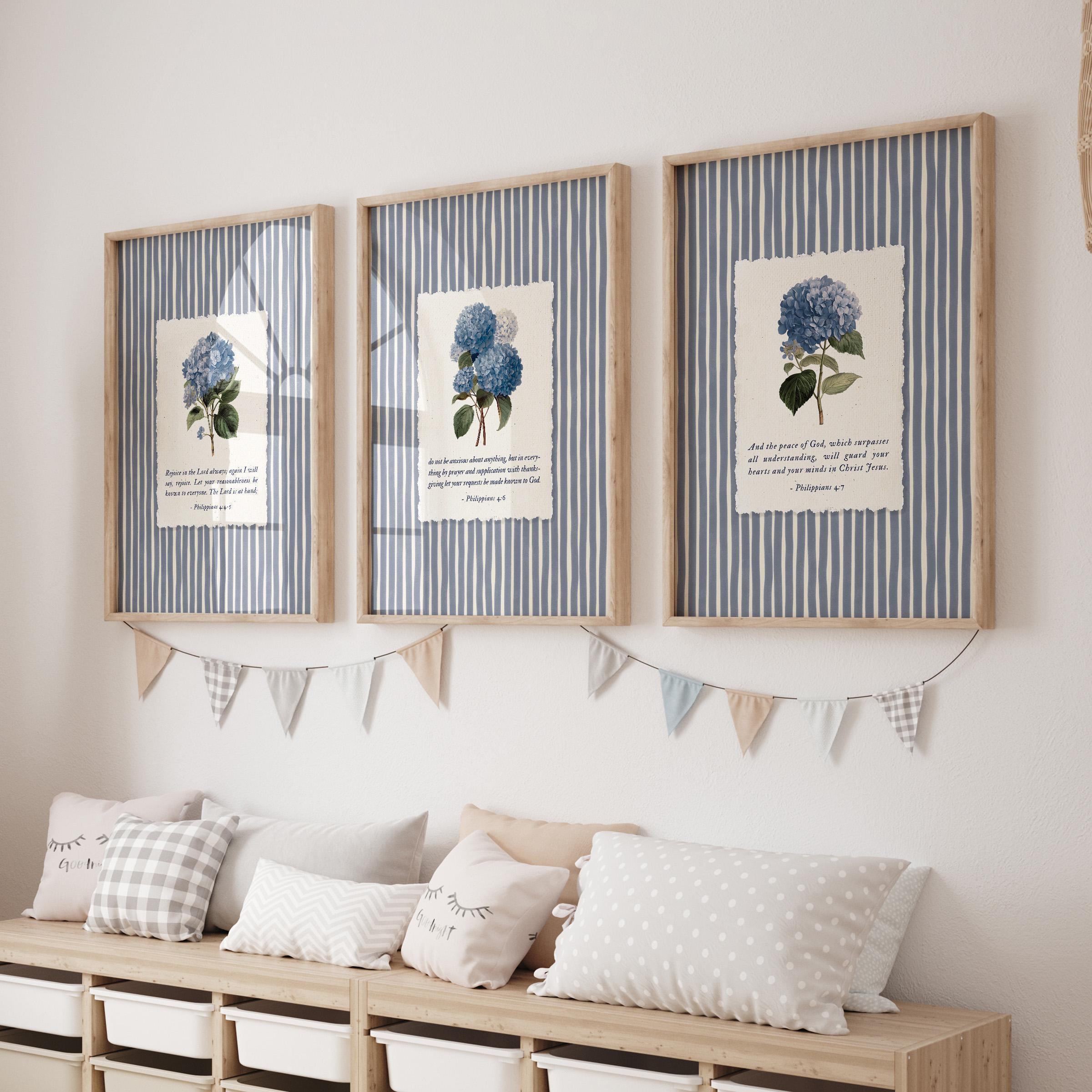 Set of 3 Philippians 4:4–7 Bible Verse Wall Art Poster/canvas ...