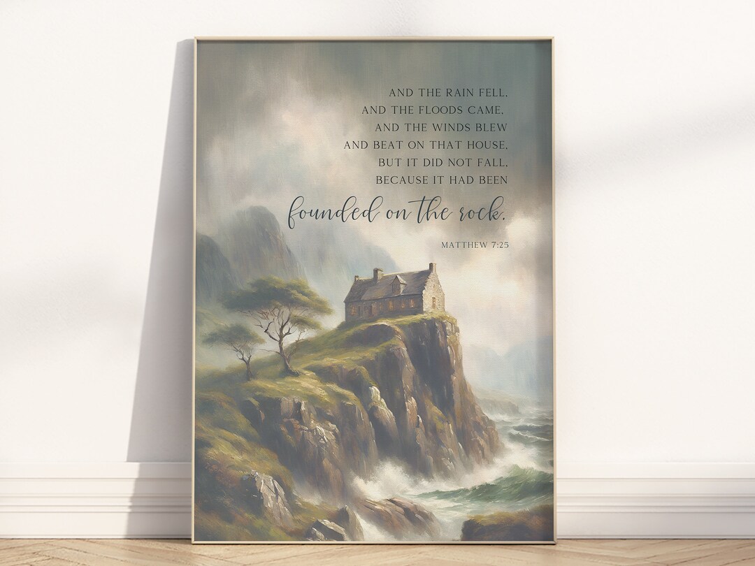 Matthew 7:25 House Built on the Rock Bible Verse Wall Art Poster/canvas ...
