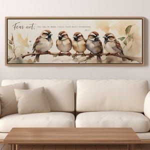 The Sparrows Bible Verse Poster/Canvas framed & unframed, Christian Long Narrow Wall Art Scripture Quote Luke 12:7 Religious Artwork Print