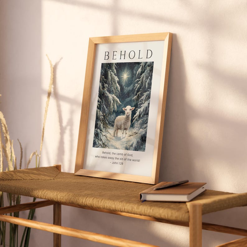 John 1:29 Behold the Lamb of God Bible Verse Wall Art Poster/canvas