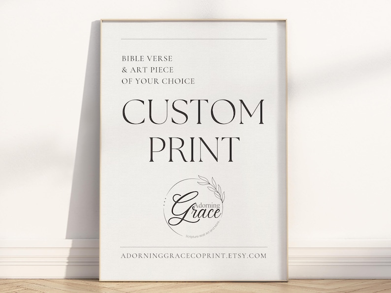 Custom Christian Bible Verse Wall art Poster/Canvas, Print of choice from Adorning Grace Co., museum-grade archival giclee paper image 1