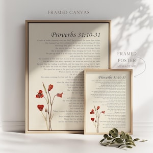 Sprüche 31 tugendhafte Frau Christliche Bibel Verse Wand Kunst Plakat / Leinwand, Sprüche 31: 10-31 Religiöse Schrift Zitat Vintage Blumen Kunstwerk Bild 6