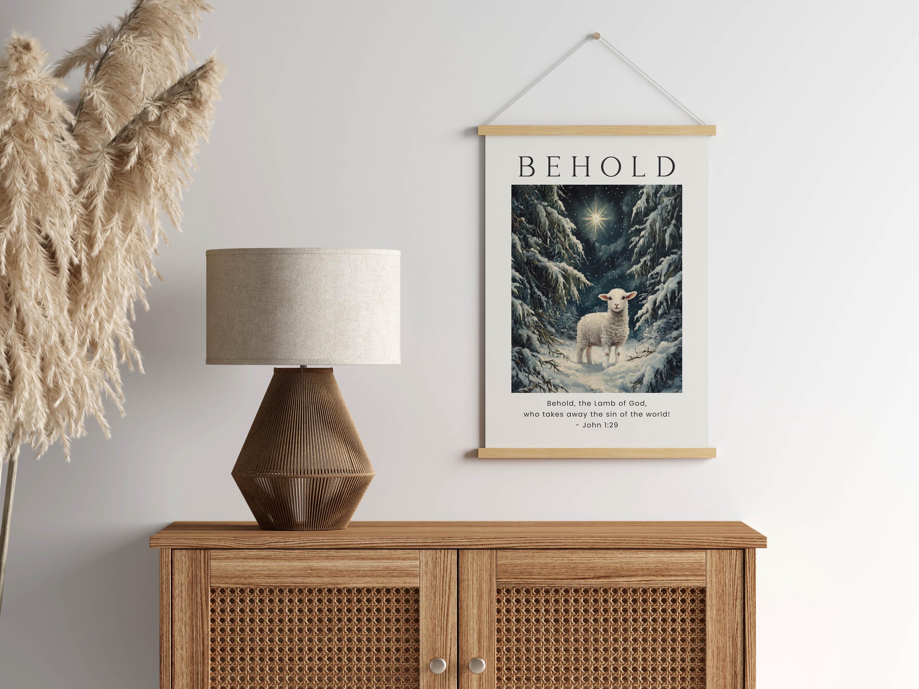 John 1:29 Behold the Lamb of God Bible Verse Wall Art Poster/canvas