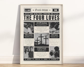 Biblical Love Definitions Poster: Agape Eros Philia Storge Scripture Art