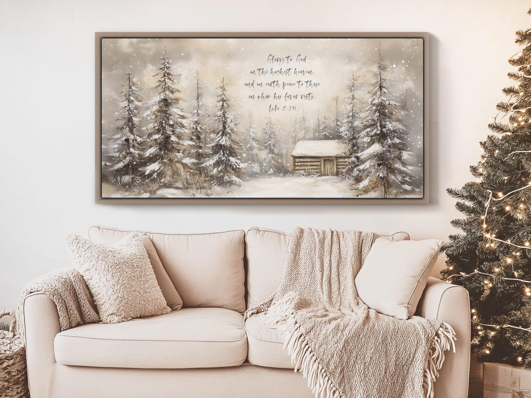 Scripture Winter Background Christmas Panoramic Bible Verse Wall Art Poster/canvas, Luke 2:14 ...