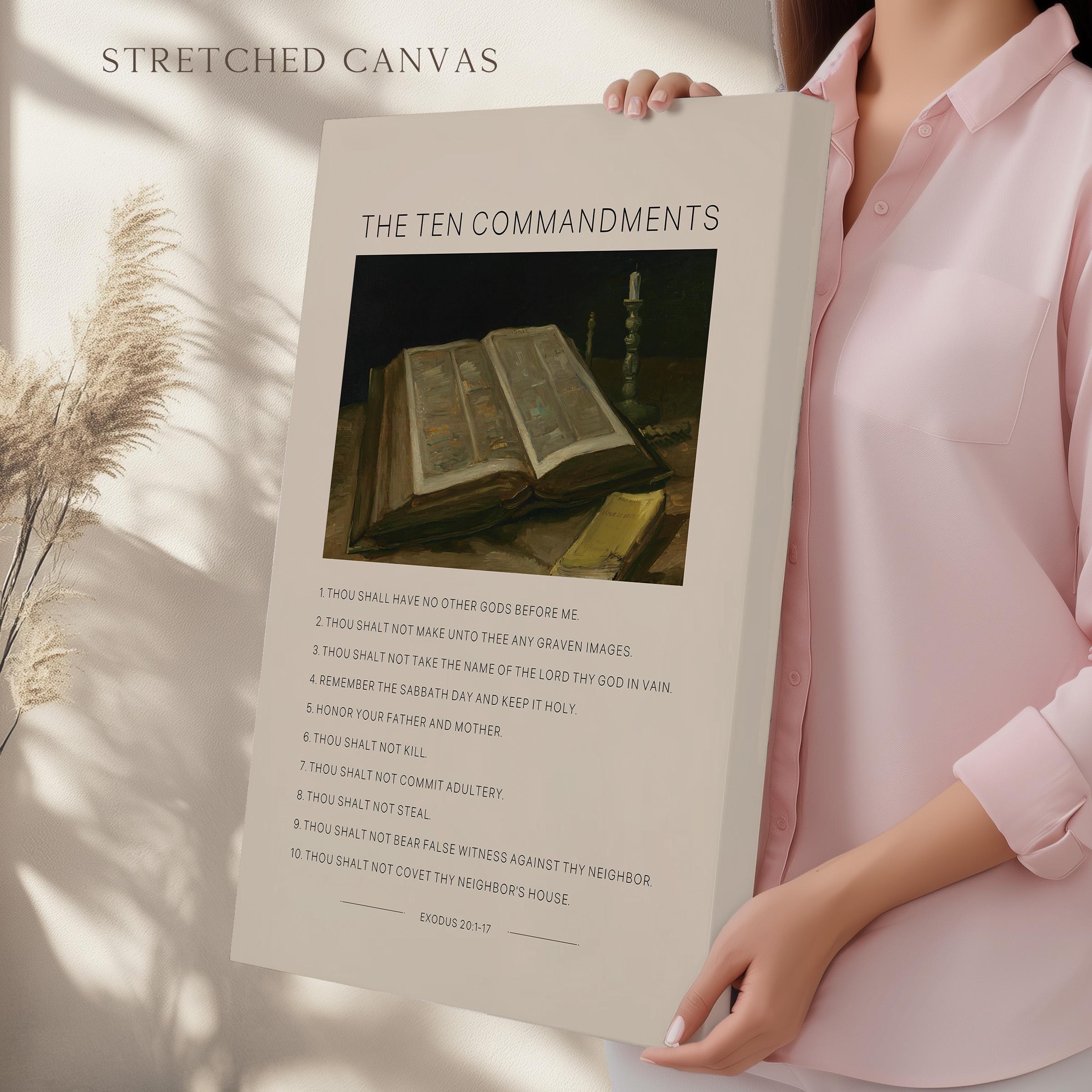 Ten Commandments Scripture Drawing The Ten Commandments Bible Verse Wall Art Poster/canvas, Exodus 20:1-17 ...
