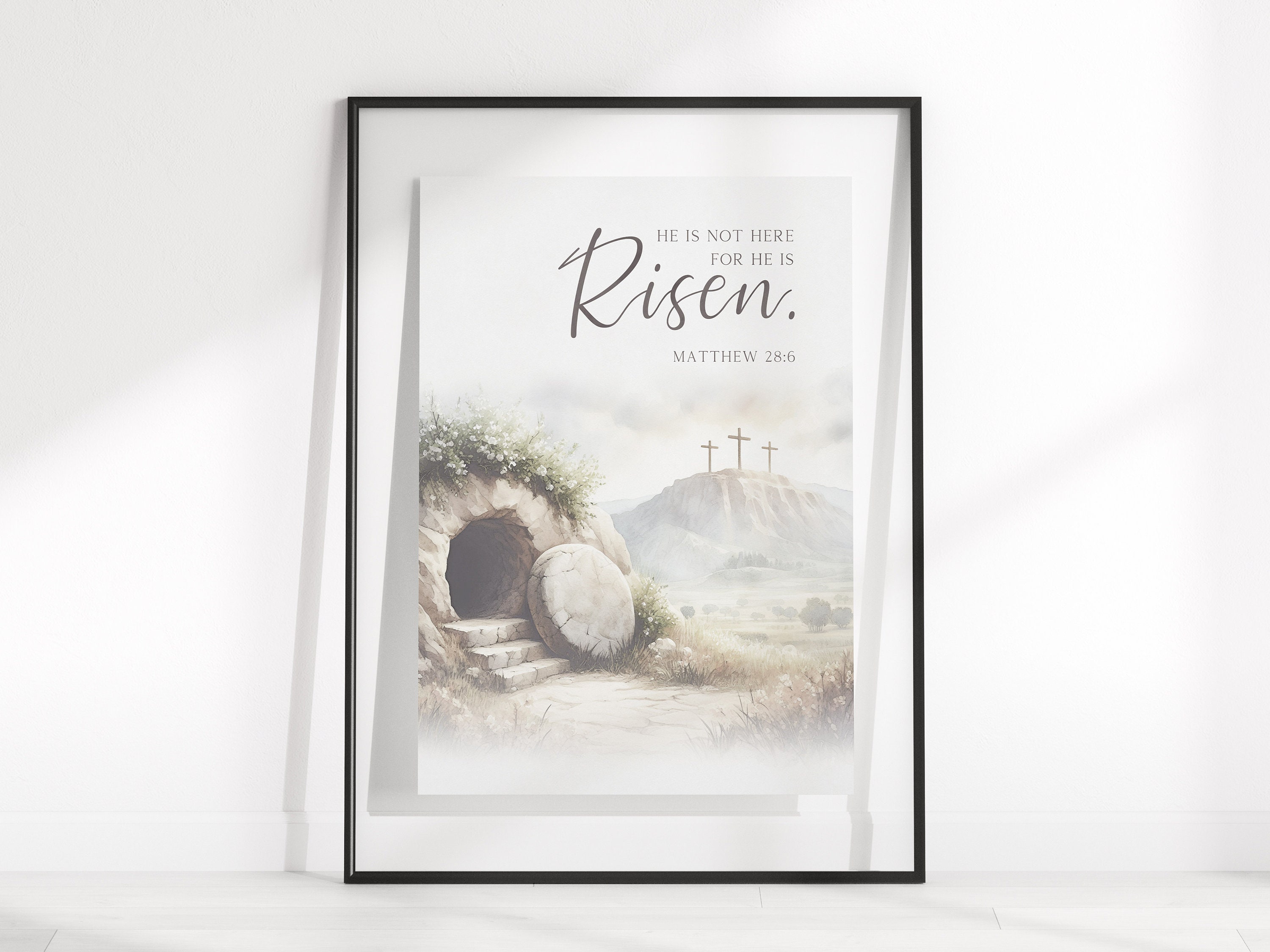 Jesus Empty Tomb Bible Verse Wall Art Poster/cavnas, Matthew 28:6 He is ...