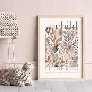 I am a Child of the King Bible Verse Unframed Poster wall art, Boho Christian 2 Corinthians 6:18 Scripture Quote boy/girl kid nursery print image 6