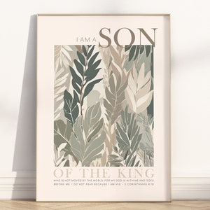 Ich bin ein Sohn des Königs Bibel-Verses Ungerahmtes Plakat / Segeltuchwandkunst, Boho Christian 2 Korinther 6:18 Schrift-Zitat-Baby-Kinderzimmerdruck