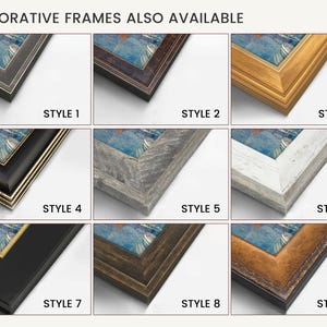 a collection of decorative frames in various styles, including gold, black, white, and brown frames.