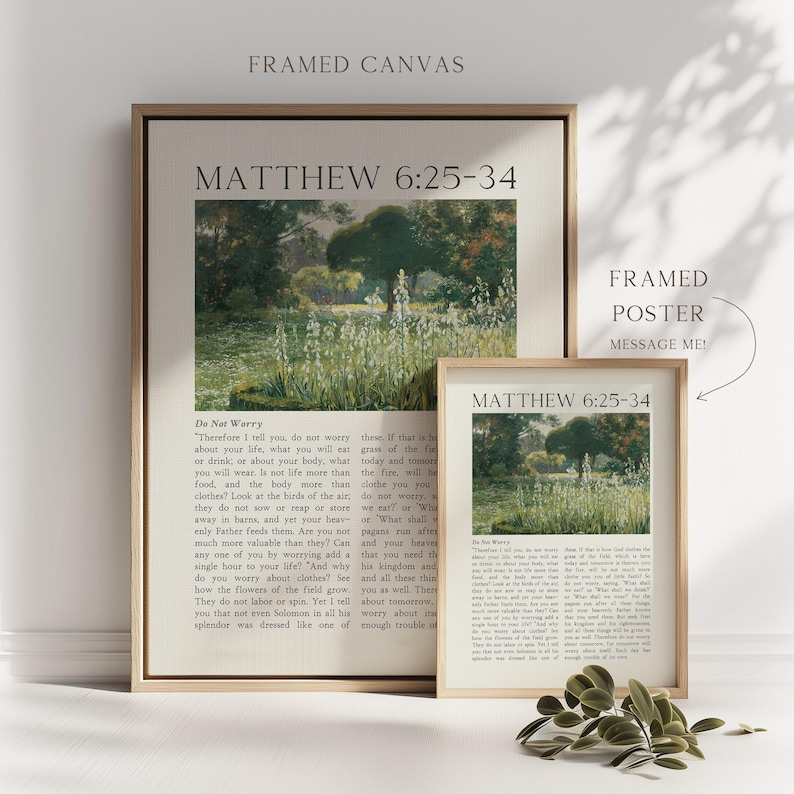Matthew 6:25-34 Do Not Worry Bible Verses Wall Art Poster/canvas ...